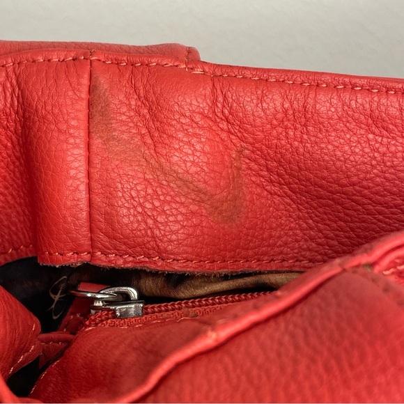 B. MAKOWSKY RED Pebbled Leather Hobo Shoulder Bag Purse - Picture 15 of 16